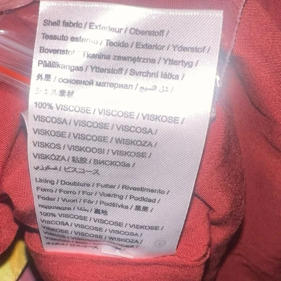 EUC FARM Rio Toucanissimo Long Sleeve Print Wrap Dress Burgundy Small Beaded - Picture 6 of 8